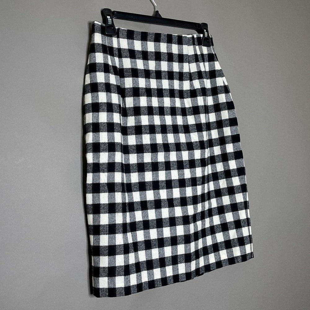 NWT Jones New York Wool Tartan/Plaid Black/White Skirt Size 6‎ Made In USA